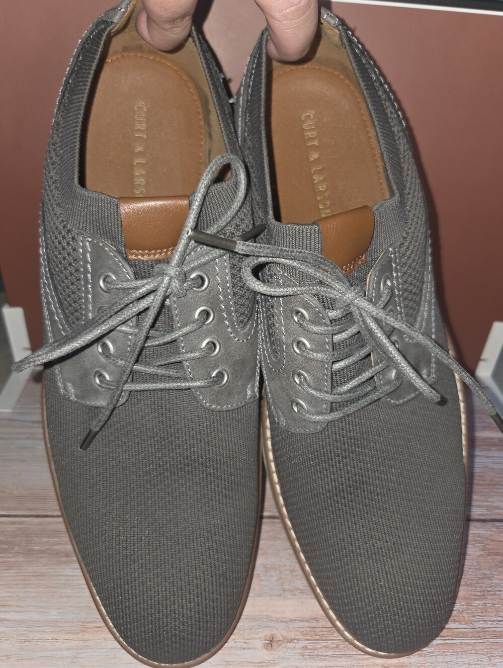 Men's Curt & Larson Gray Canvas Lace-Up Slip-On Loafers